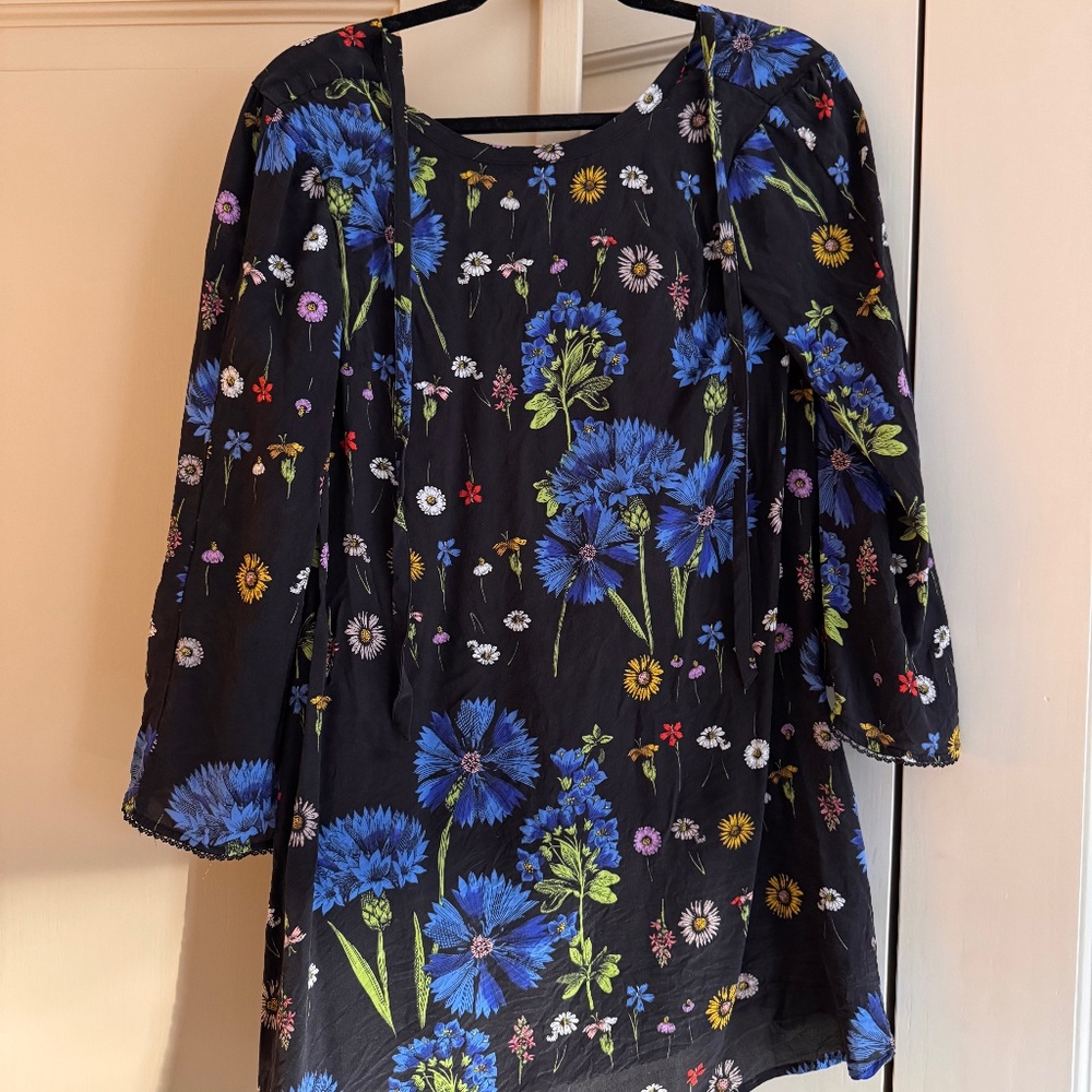 Maeve by Anthropologie Silk Floral Tunic Mini Dress